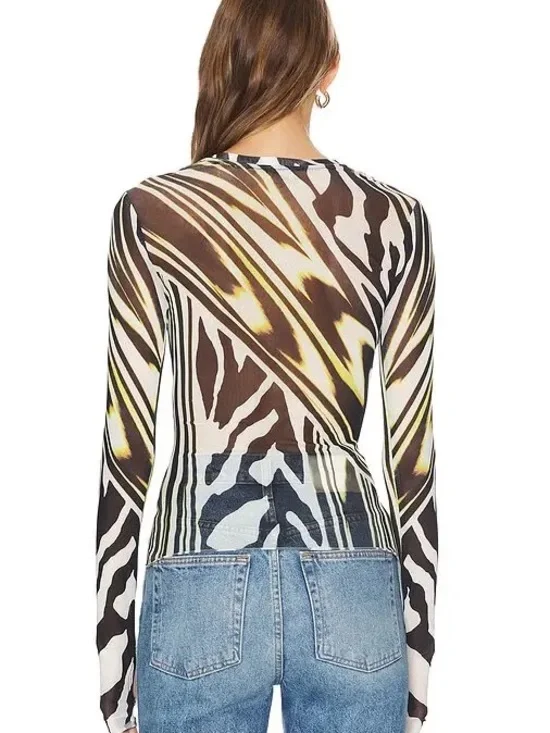 AFRM Kaylee Top in Zebra Lime (S) - Picture 3 of 3